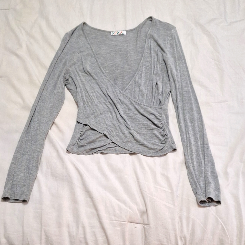 Gray Wrap Top